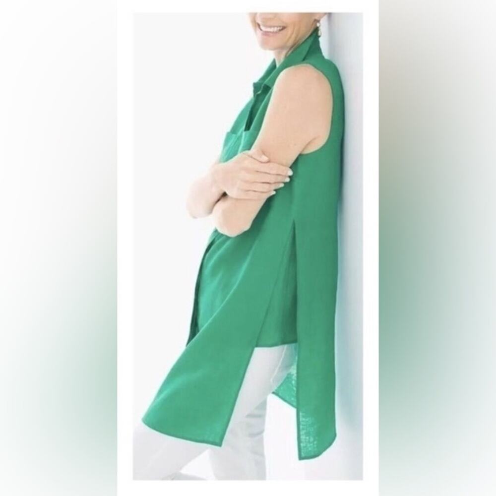 Chico’s linen green‎ sleeveless tunic blouse